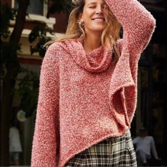 NWT Free People BFF Cowl Neck Sweater Scarlet Flame S - Picture 2 of 10